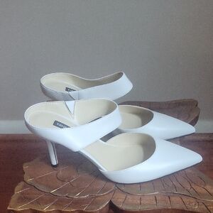 Nine West Women's White Mule Heels